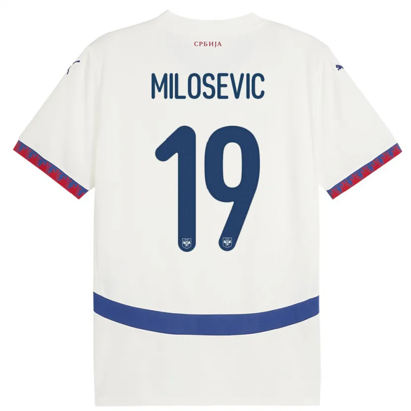 Danxen Barn Serbien Jovan Milosevic #19 Vit Bortatröja Matchtröjor 24-26 Tröjor T-Tröja