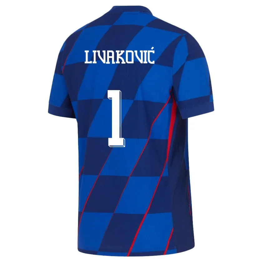 Danxen Barn Kroatien Dominik Livakovic #1 Blå Bortatröja Matchtröjor 24-26 Tröjor T-Tröja