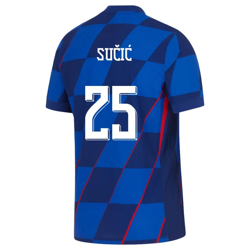 Danxen Barn Kroatien Luka Sucic #25 Blå Bortatröja Matchtröjor 24-26 Tröjor T-Tröja
