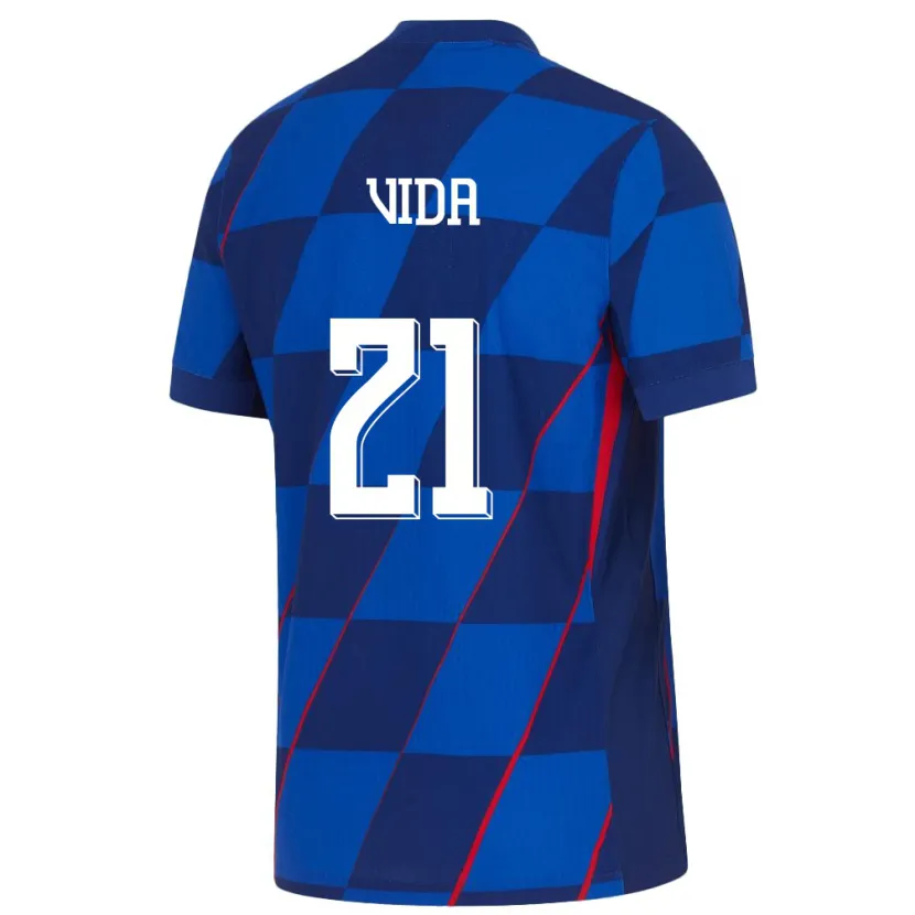 Danxen Barn Kroatien Domagoj Vida #21 Blå Bortatröja Matchtröjor 24-26 Tröjor T-Tröja