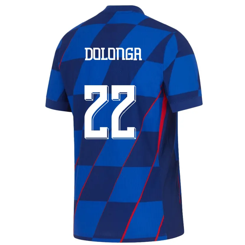 Danxen Barn Kroatien Niko Dolonga #22 Blå Bortatröja Matchtröjor 24-26 Tröjor T-Tröja