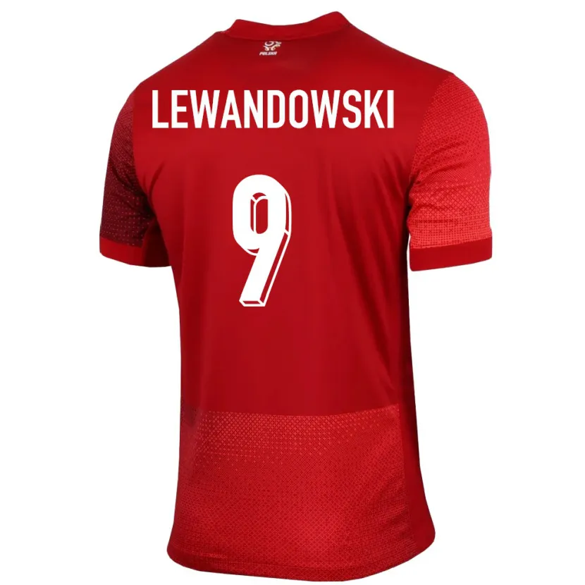 Danxen Barn Polen Robert Lewandowski #9 Röd Bortatröja Matchtröjor 24-26 Tröjor T-Tröja