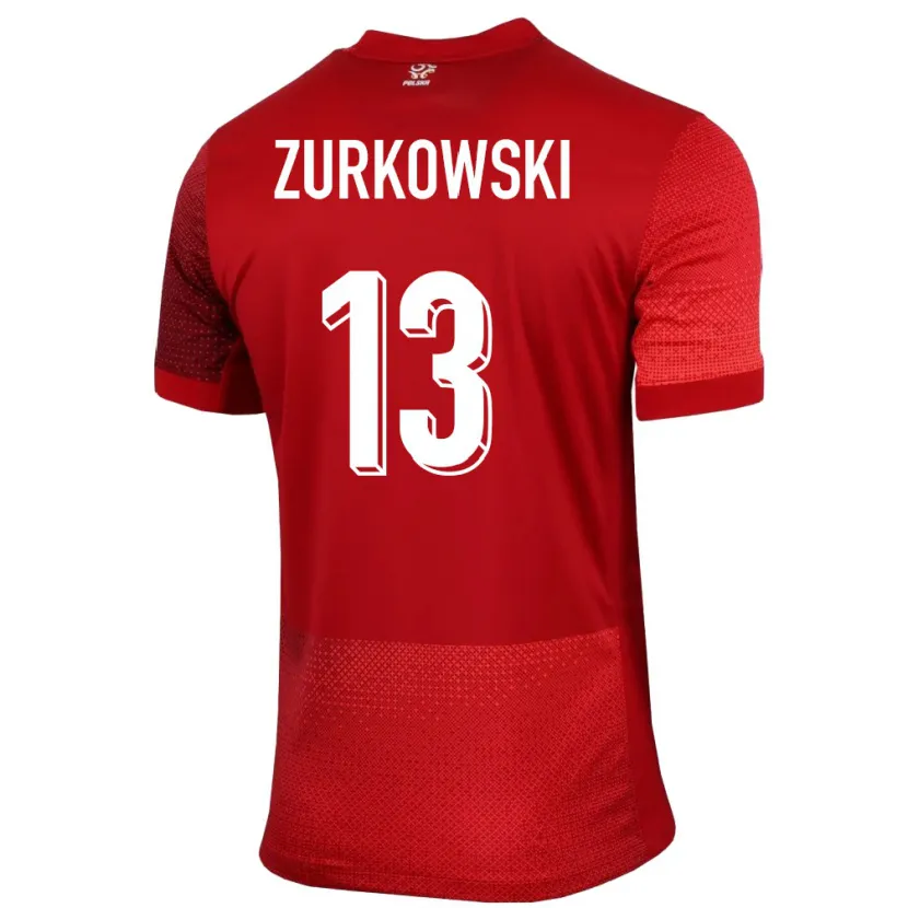 Danxen Barn Polen Szymon Zurkowski #13 Röd Bortatröja Matchtröjor 24-26 Tröjor T-Tröja