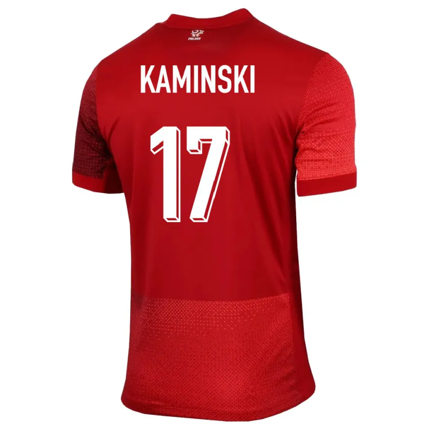 Danxen Barn Polen Jakub Kaminski #17 Röd Bortatröja Matchtröjor 24-26 Tröjor T-Tröja