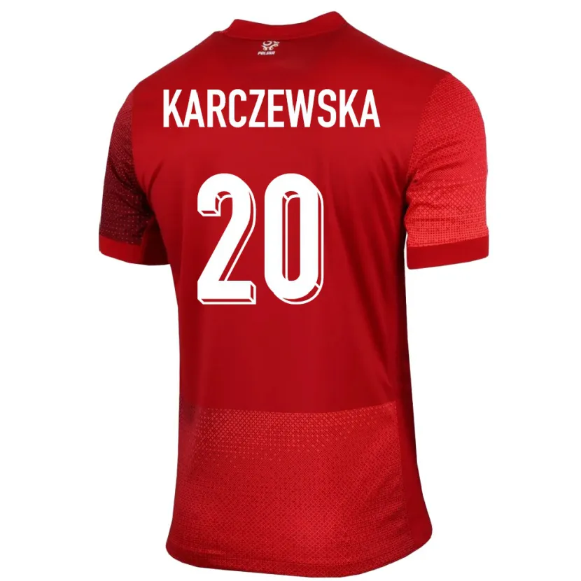 Danxen Barn Polen Nikola Karczewska #20 Röd Bortatröja Matchtröjor 24-26 Tröjor T-Tröja