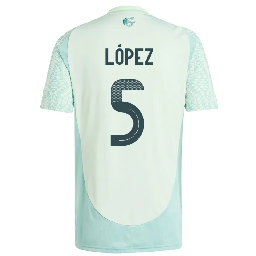 Danxen Barn Mexiko Jimena Lopez #5 Linne Grön Bortatröja Matchtröjor 24-26 Tröjor T-Tröja