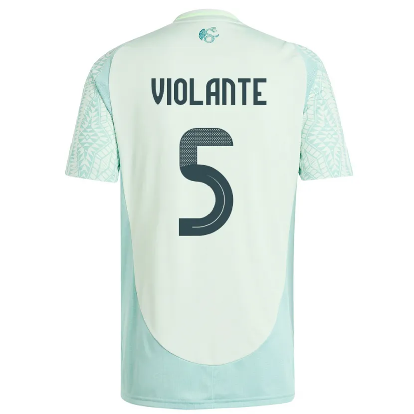 Danxen Barn Mexiko Isaias Violante #5 Linne Grön Bortatröja Matchtröjor 24-26 Tröjor T-Tröja