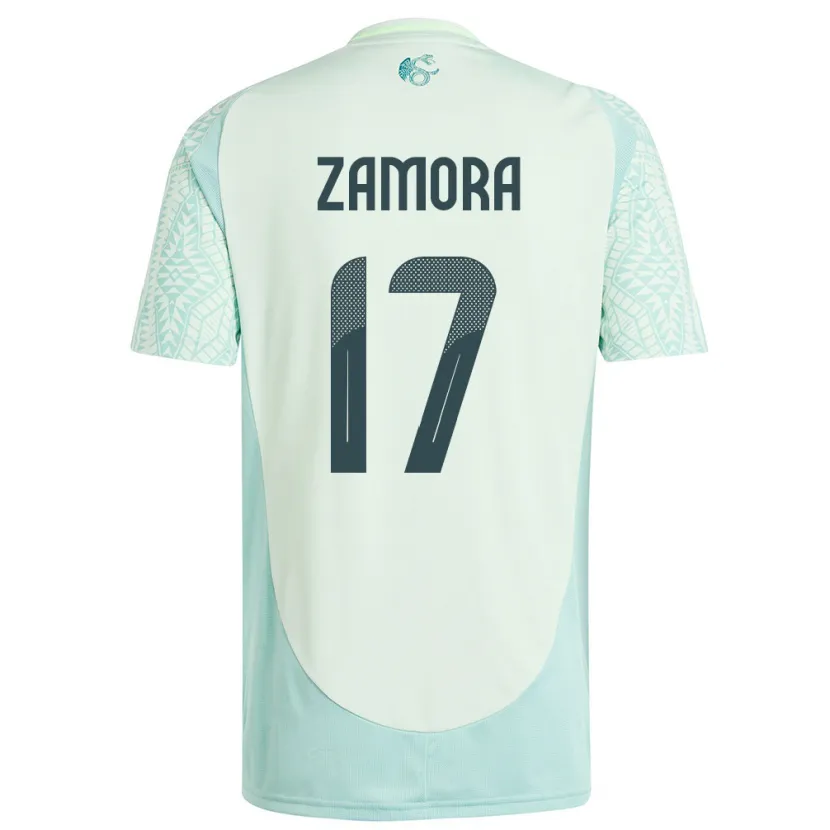 Danxen Barn Mexiko Saul Zamora #17 Linne Grön Bortatröja Matchtröjor 24-26 Tröjor T-Tröja