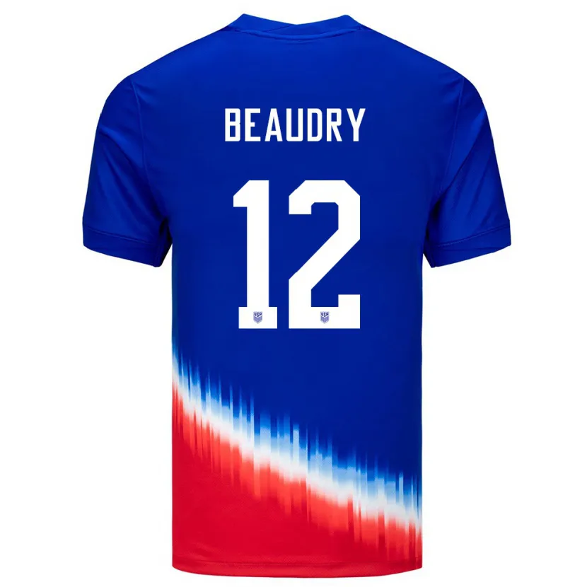 Danxen Barn Usa Adam Beaudry #12 Blå Bortatröja Matchtröjor 24-26 Tröjor T-Tröja