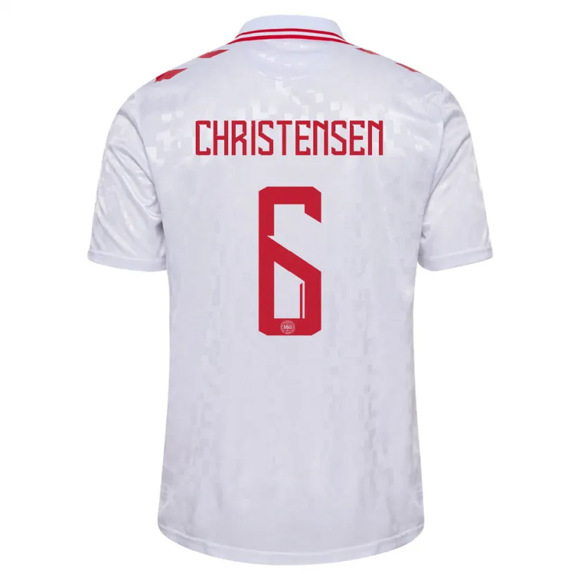 Danxen Barn Danmark Andreas Christensen #6 Vit Bortatröja Matchtröjor 24-26 Tröjor T-Tröja