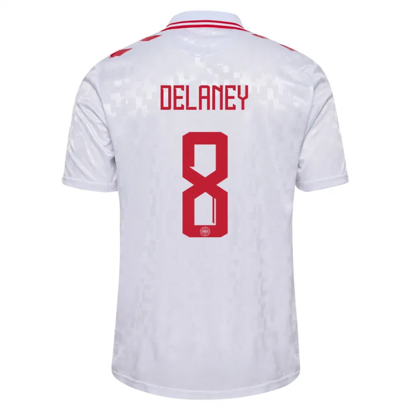 Danxen Barn Danmark Thomas Delaney #8 Vit Bortatröja Matchtröjor 24-26 Tröjor T-Tröja