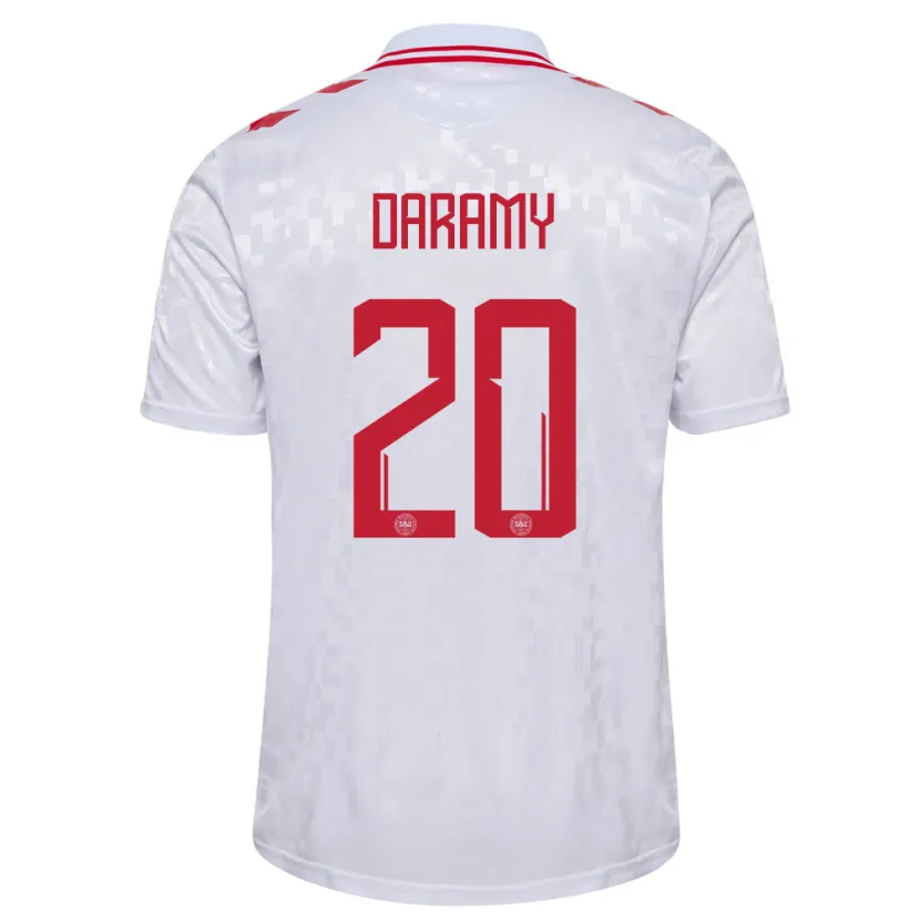 Danxen Barn Danmark Mohamed Daramy #20 Vit Bortatröja Matchtröjor 24-26 Tröjor T-Tröja