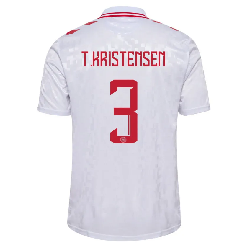 Danxen Barn Danmark Thomas Kristensen #3 Vit Bortatröja Matchtröjor 24-26 Tröjor T-Tröja