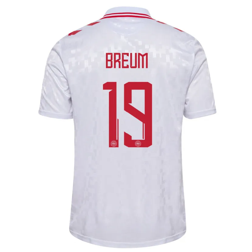 Danxen Barn Danmark Jakob Breum #19 Vit Bortatröja Matchtröjor 24-26 Tröjor T-Tröja
