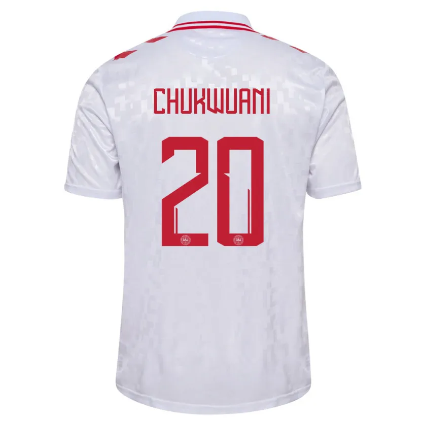 Danxen Barn Danmark Tochi Chukwuani #20 Vit Bortatröja Matchtröjor 24-26 Tröjor T-Tröja