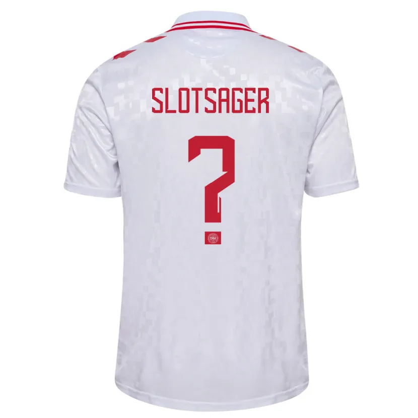 Danxen Barn Danmark Tobias Slotsager #0 Vit Bortatröja Matchtröjor 24-26 Tröjor T-Tröja