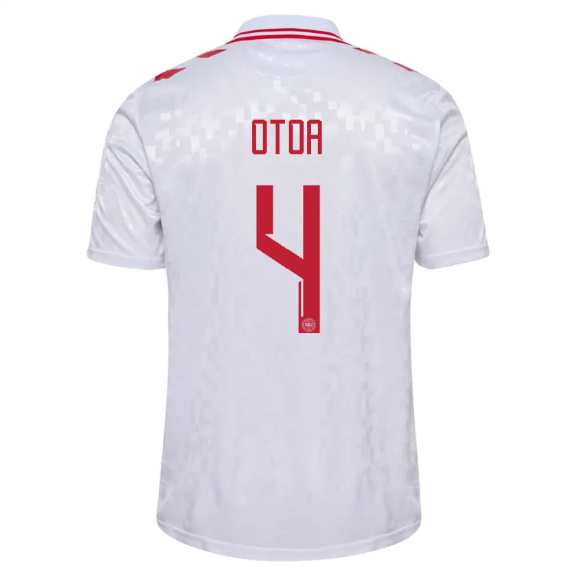 Danxen Barn Danmark Sebastian Otoa #4 Vit Bortatröja Matchtröjor 24-26 Tröjor T-Tröja