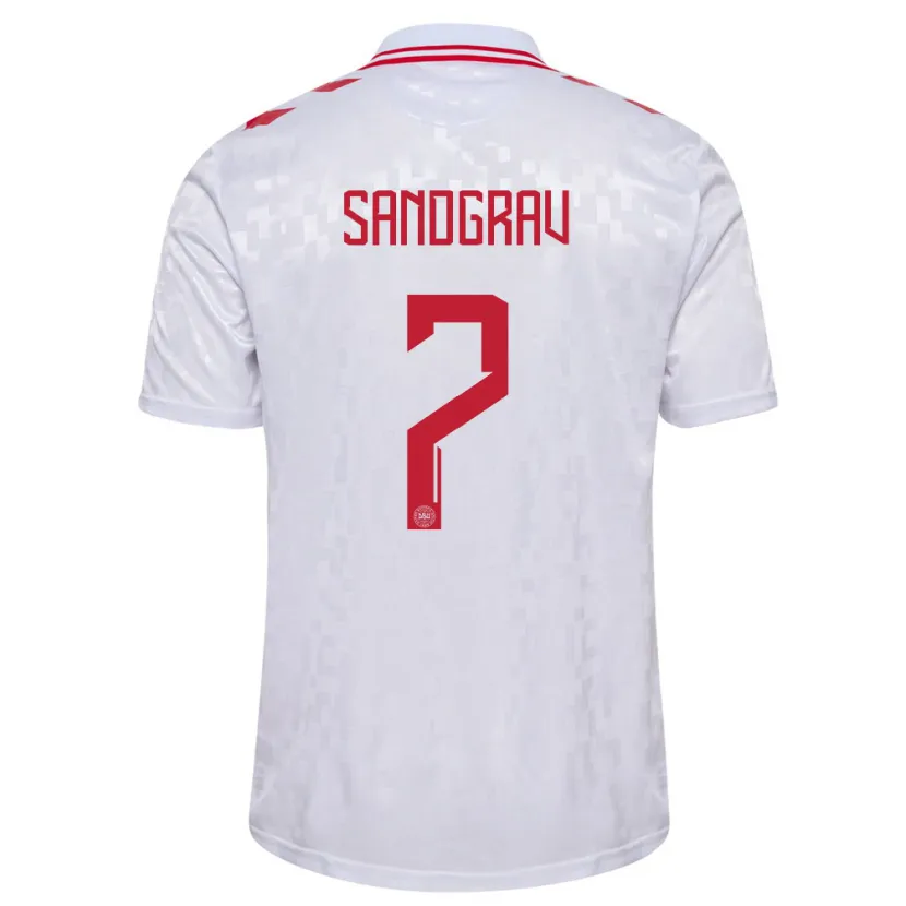 Danxen Barn Danmark Lauge Sandgrav #7 Vit Bortatröja Matchtröjor 24-26 Tröjor T-Tröja