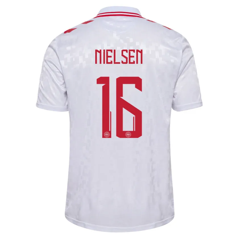 Danxen Barn Danmark Magnus Nielsen #16 Vit Bortatröja Matchtröjor 24-26 Tröjor T-Tröja
