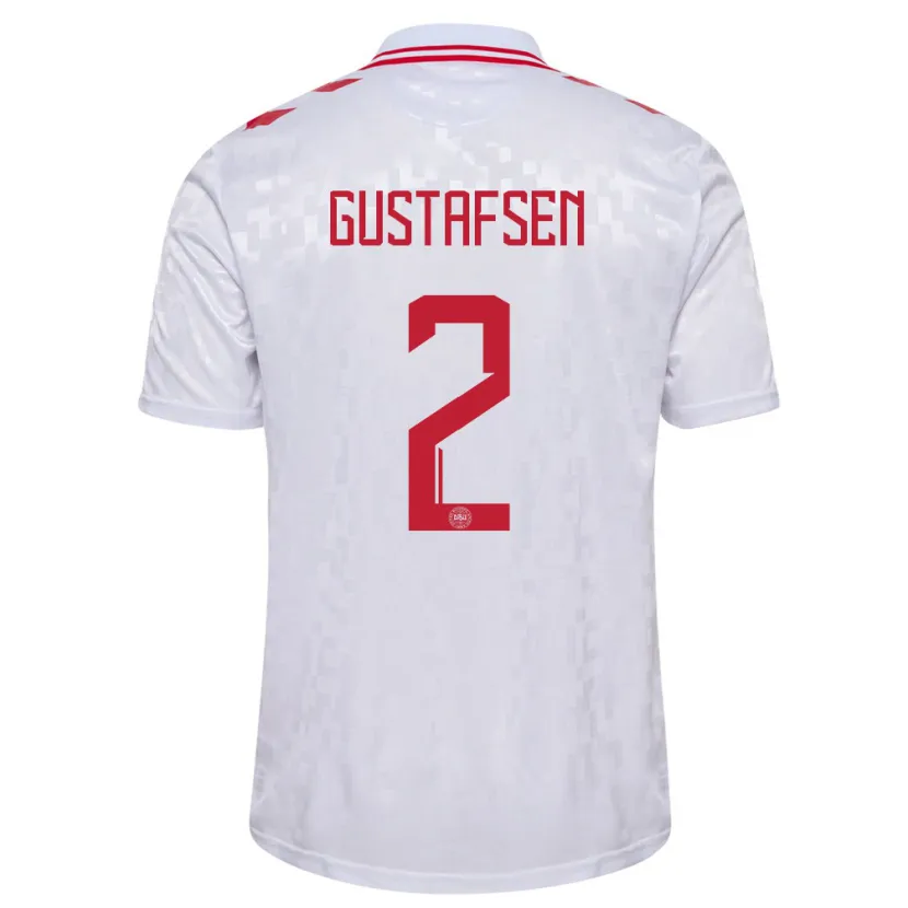 Danxen Barn Danmark Victor Gustafsen #2 Vit Bortatröja Matchtröjor 24-26 Tröjor T-Tröja