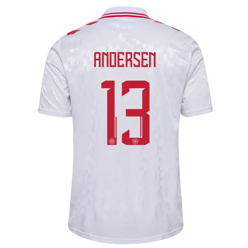 Danxen Barn Danmark Frej Andersen #13 Vit Bortatröja Matchtröjor 24-26 Tröjor T-Tröja