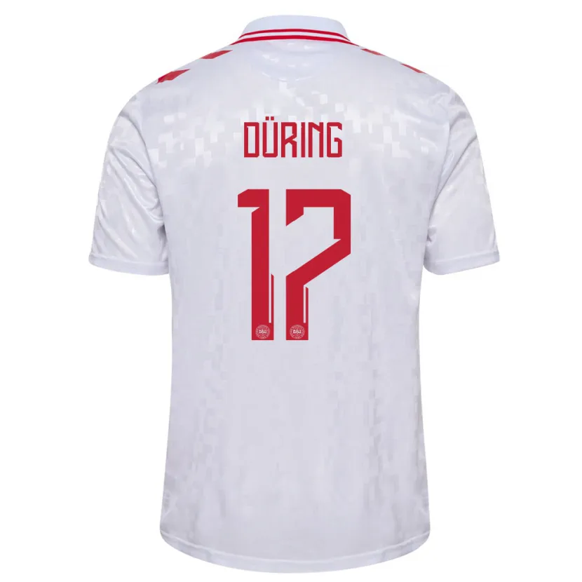 Danxen Barn Danmark Rasmus Düring #17 Vit Bortatröja Matchtröjor 24-26 Tröjor T-Tröja