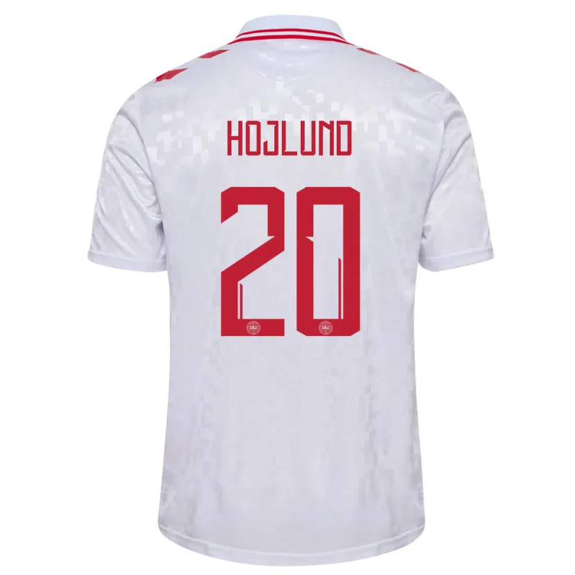 Danxen Barn Danmark Rasmus Hojlund #20 Vit Bortatröja Matchtröjor 24-26 Tröjor T-Tröja