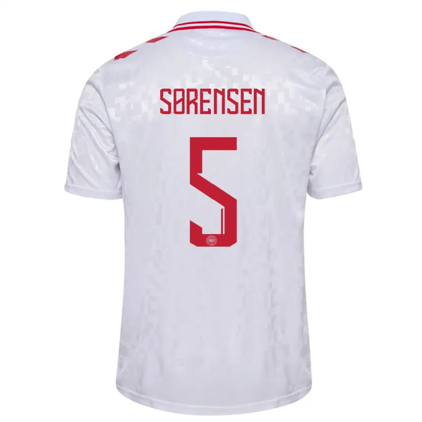 Danxen Barn Danmark Simone Boye Sorensen #5 Vit Bortatröja Matchtröjor 24-26 Tröjor T-Tröja