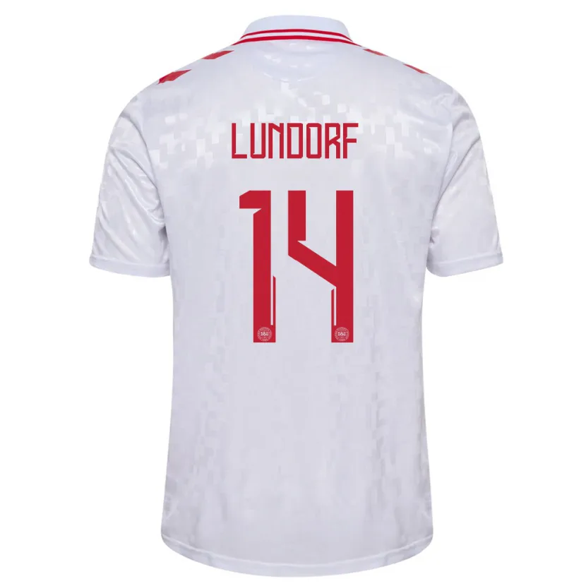 Danxen Barn Danmark Matilde Lundorf #14 Vit Bortatröja Matchtröjor 24-26 Tröjor T-Tröja