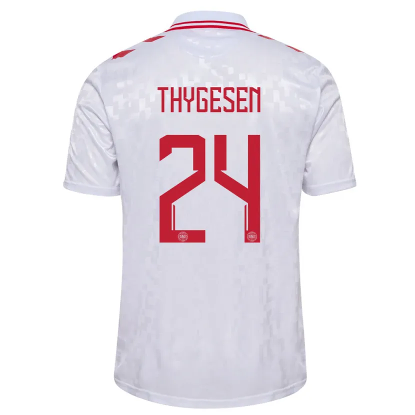 Danxen Barn Danmark Sarah Thygesen #24 Vit Bortatröja Matchtröjor 24-26 Tröjor T-Tröja