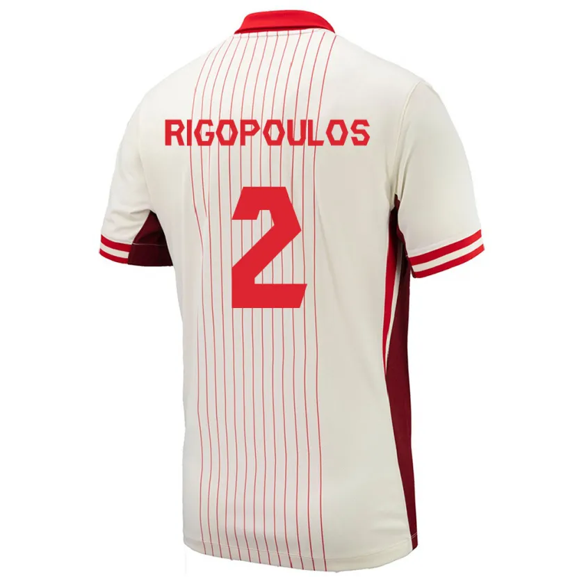 Danxen Barn Kanada Theo Rigopoulos #2 Vit Bortatröja Matchtröjor 24-26 Tröjor T-Tröja