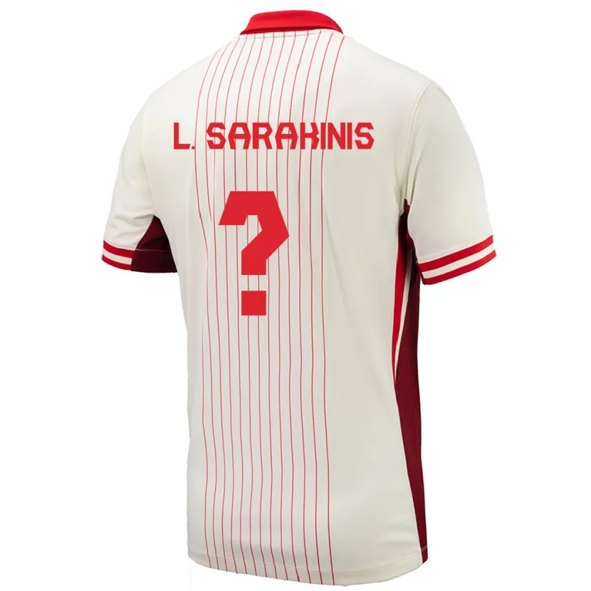 Danxen Barn Kanada Lucas Sarakinis #0 Vit Bortatröja Matchtröjor 24-26 Tröjor T-Tröja