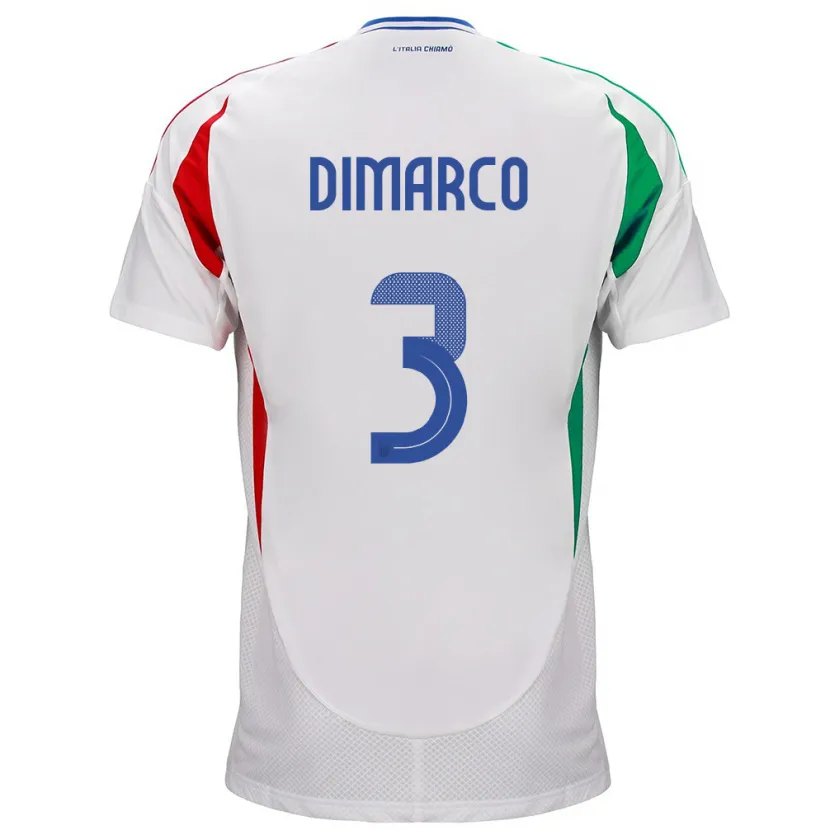 Danxen Barn Italien Federico Dimarco #3 Vit Bortatröja Matchtröjor 24-26 Tröjor T-Tröja