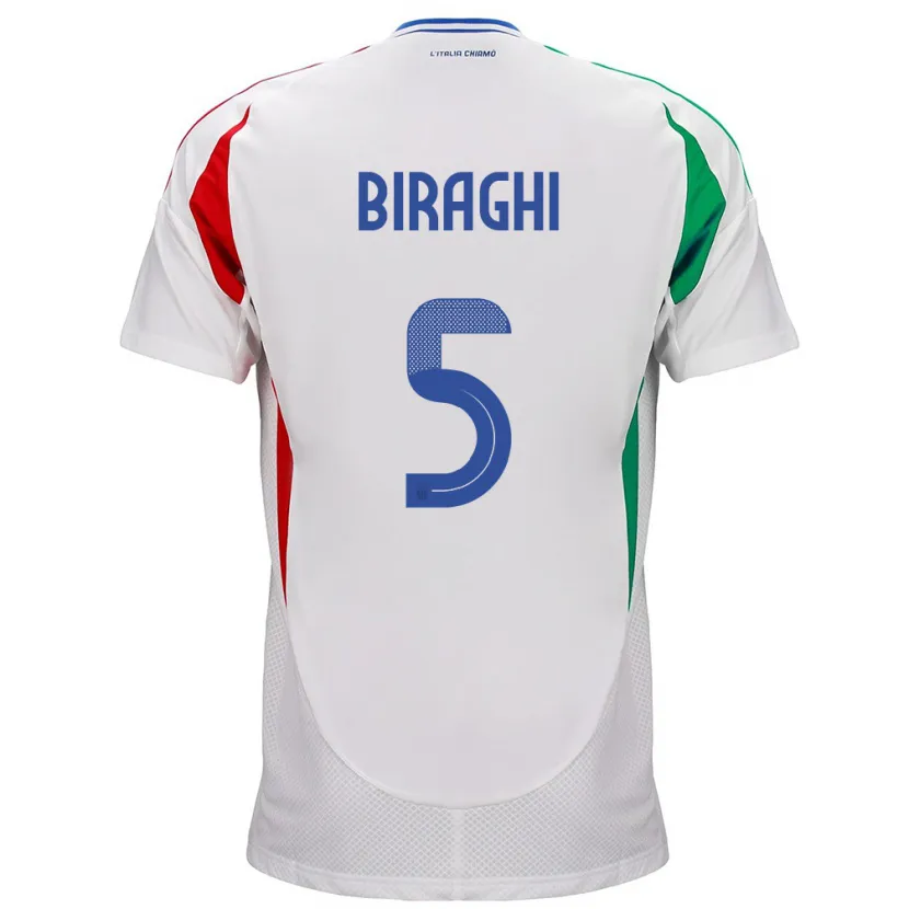 Danxen Barn Italien Cristiano Biraghi #5 Vit Bortatröja Matchtröjor 24-26 Tröjor T-Tröja