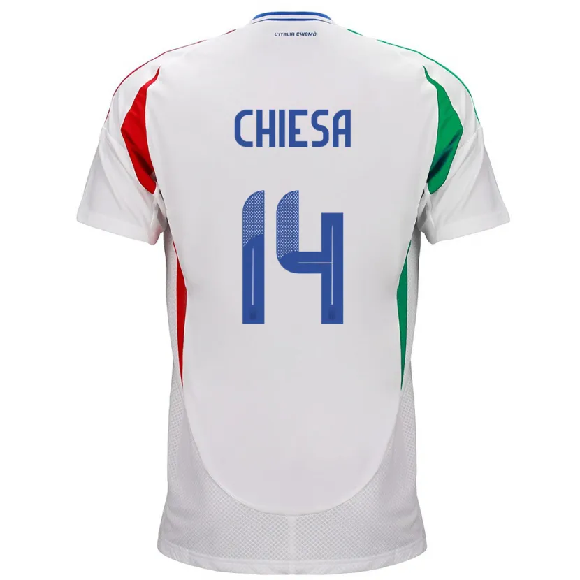 Danxen Barn Italien Federico Chiesa #14 Vit Bortatröja Matchtröjor 24-26 Tröjor T-Tröja