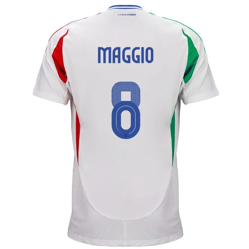 Danxen Barn Italien Luca Di Maggio #8 Vit Bortatröja Matchtröjor 24-26 Tröjor T-Tröja