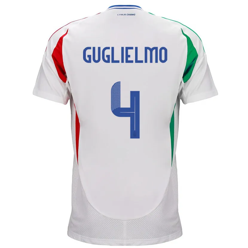 Danxen Barn Italien Lucia Di Guglielmo #4 Vit Bortatröja Matchtröjor 24-26 Tröjor T-Tröja