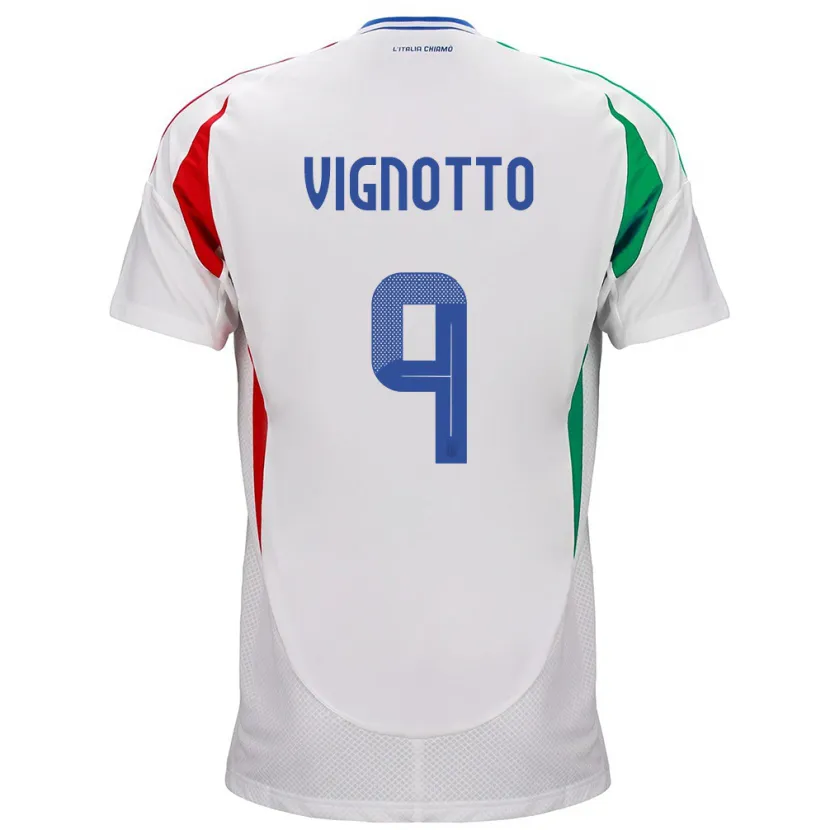 Danxen Barn Italien Elisabetta Vignotto #9 Vit Bortatröja Matchtröjor 24-26 Tröjor T-Tröja