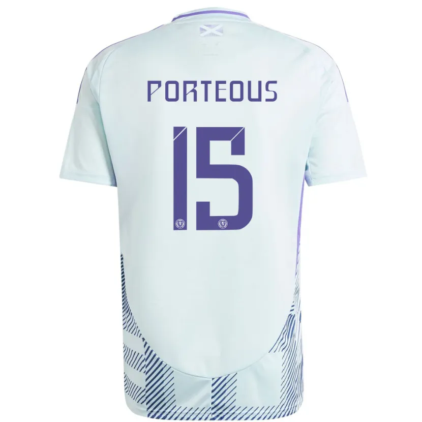 Danxen Barn Skottland Ryan Porteous #15 Ljus Mintblå Bortatröja Matchtröjor 24-26 Tröjor T-Tröja