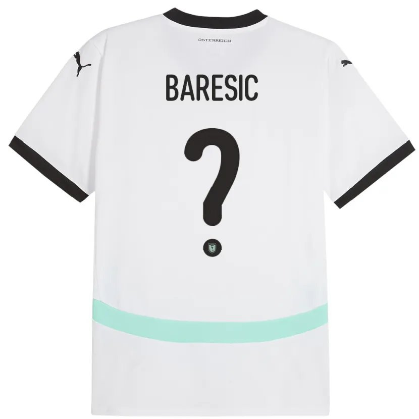 Danxen Barn Österrike Leon Baresic #0 Vit Bortatröja Matchtröjor 24-26 Tröjor T-Tröja