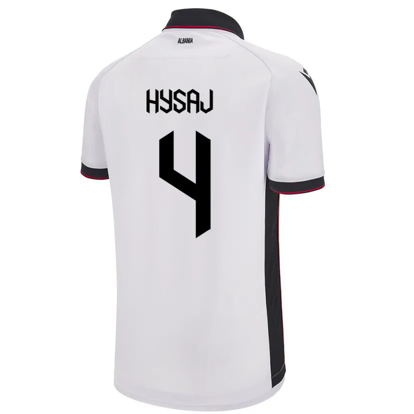 Danxen Barn Albanien Elseid Hysaj #4 Vit Bortatröja Matchtröjor 24-26 Tröjor T-Tröja