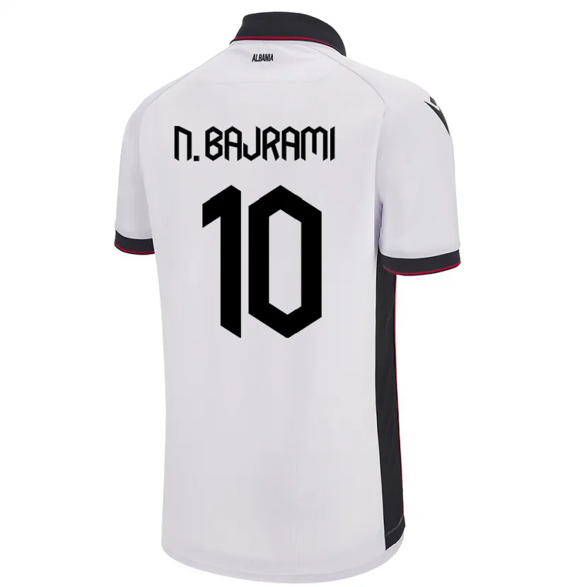 Danxen Barn Albanien Nedim Bajrami #10 Vit Bortatröja Matchtröjor 24-26 Tröjor T-Tröja