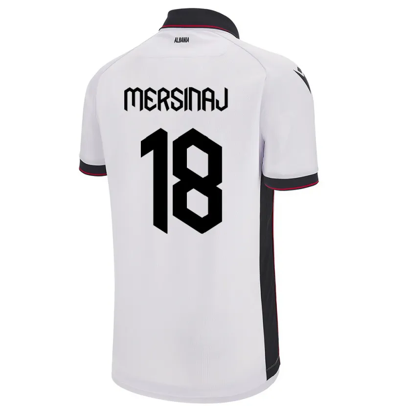 Danxen Barn Albanien Jon Mersinaj #18 Vit Bortatröja Matchtröjor 24-26 Tröjor T-Tröja