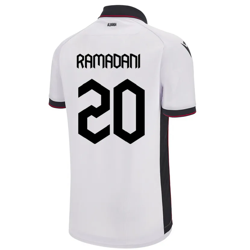 Danxen Barn Albanien Ylber Ramadani #20 Vit Bortatröja Matchtröjor 24-26 Tröjor T-Tröja