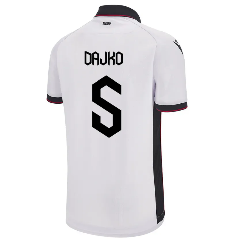Danxen Barn Albanien Ajdi Dajko #5 Vit Bortatröja Matchtröjor 24-26 Tröjor T-Tröja