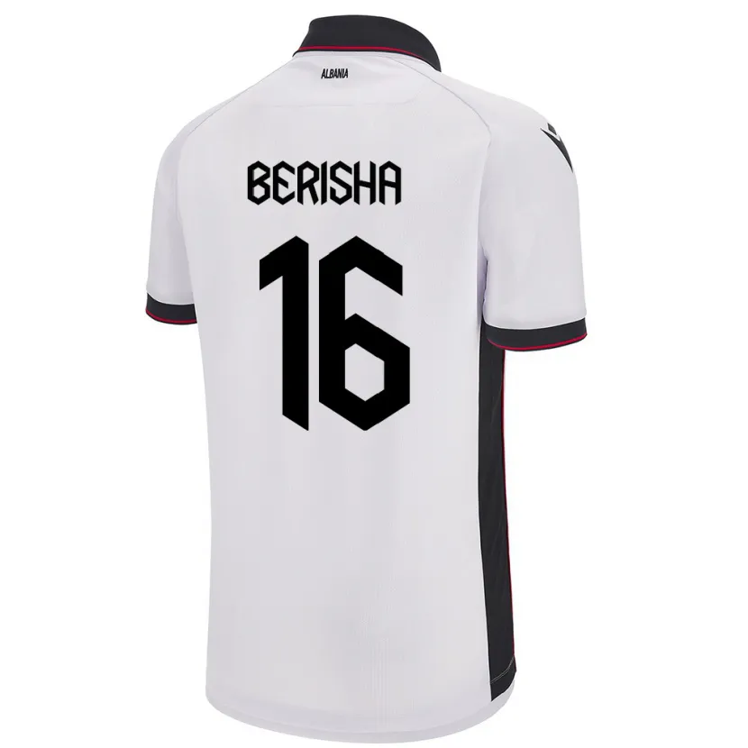 Danxen Barn Albanien Medon Berisha #16 Vit Bortatröja Matchtröjor 24-26 Tröjor T-Tröja