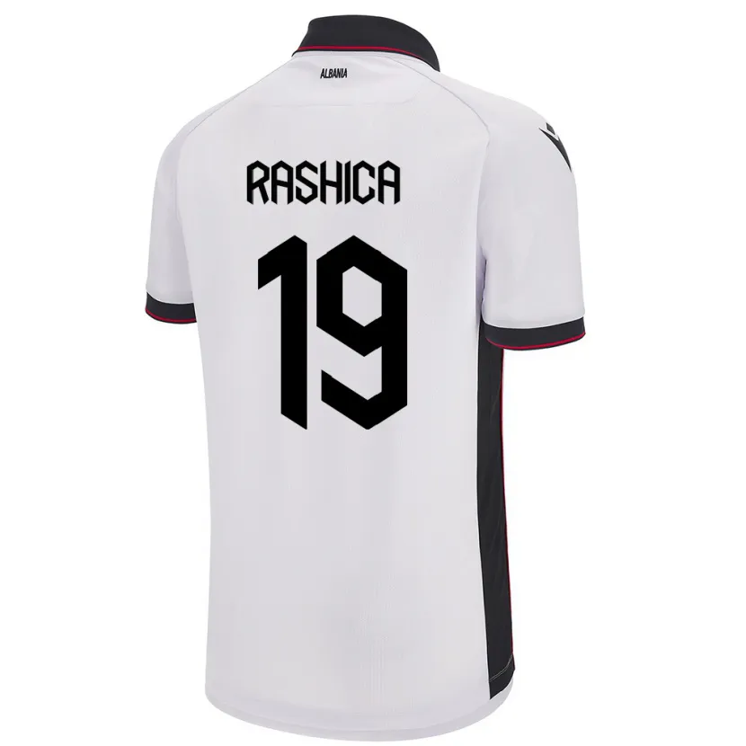 Danxen Barn Albanien Ermir Rashica #19 Vit Bortatröja Matchtröjor 24-26 Tröjor T-Tröja