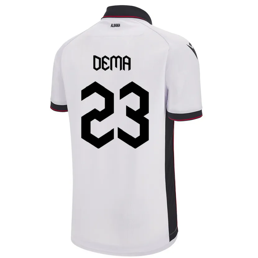 Danxen Barn Albanien Endri Dema #23 Vit Bortatröja Matchtröjor 24-26 Tröjor T-Tröja