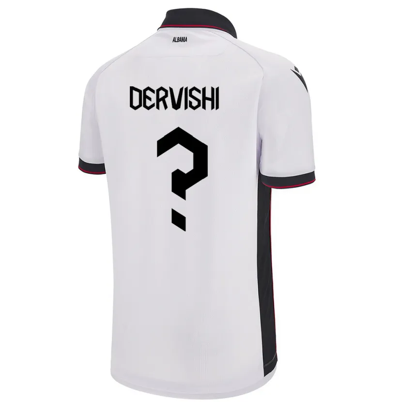 Danxen Barn Albanien Amarildo Dervishi #0 Vit Bortatröja Matchtröjor 24-26 Tröjor T-Tröja