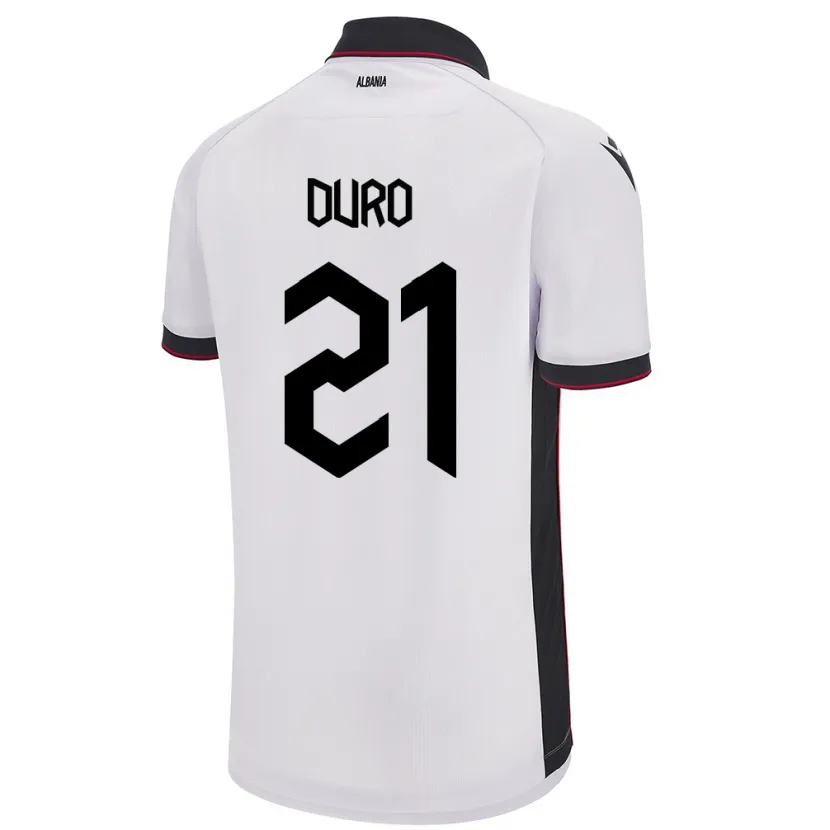 Danxen Barn Albanien Dejvi Duro #21 Vit Bortatröja Matchtröjor 24-26 Tröjor T-Tröja